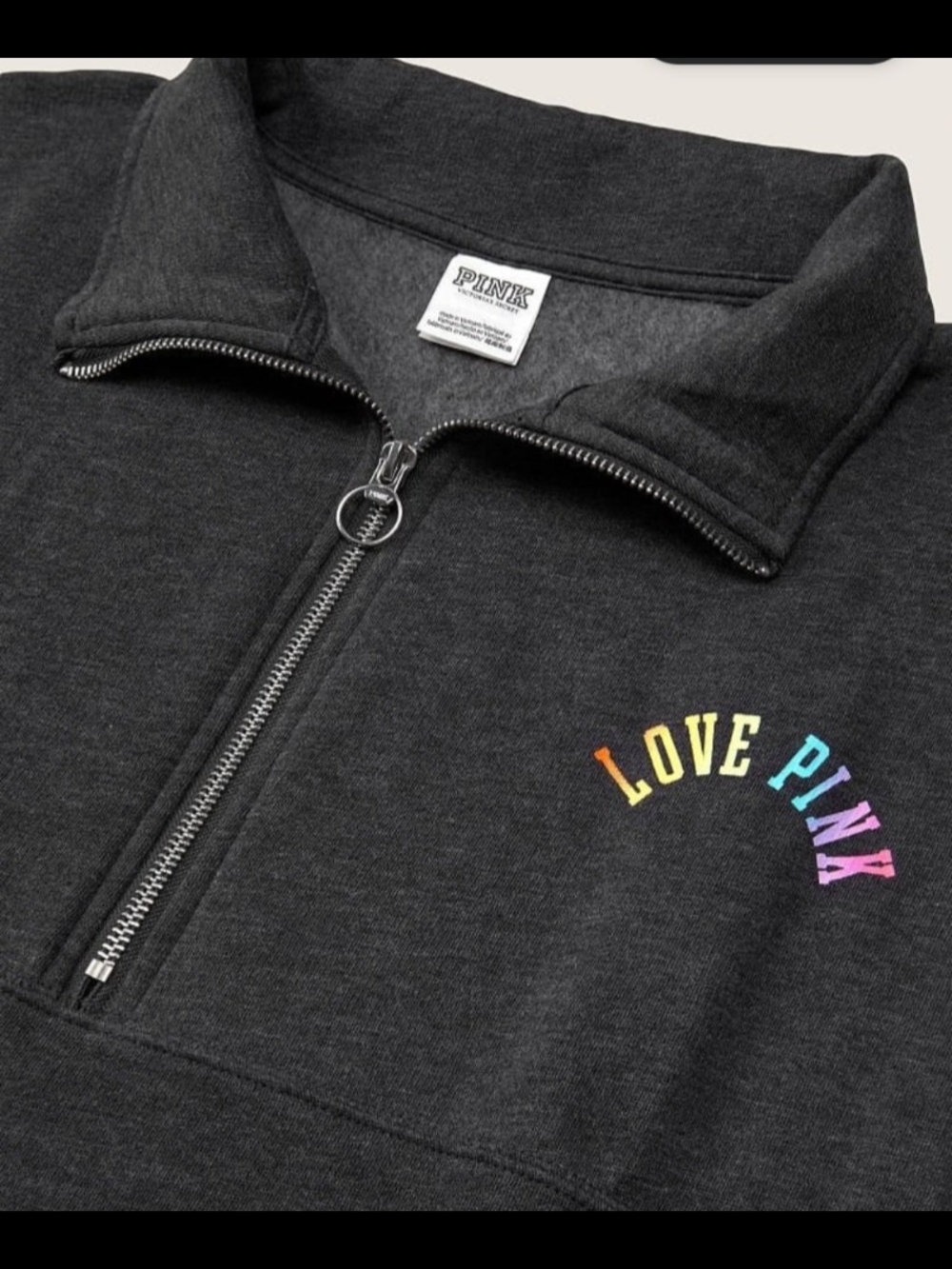 PINK Victoria's Secret Charcoal Gray Half-Zip Pullover